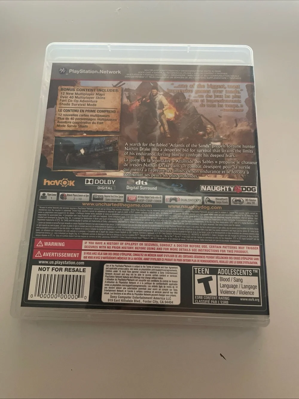 Uncharted 3: Drake's Deception - Playstation 3 GOTY CASE